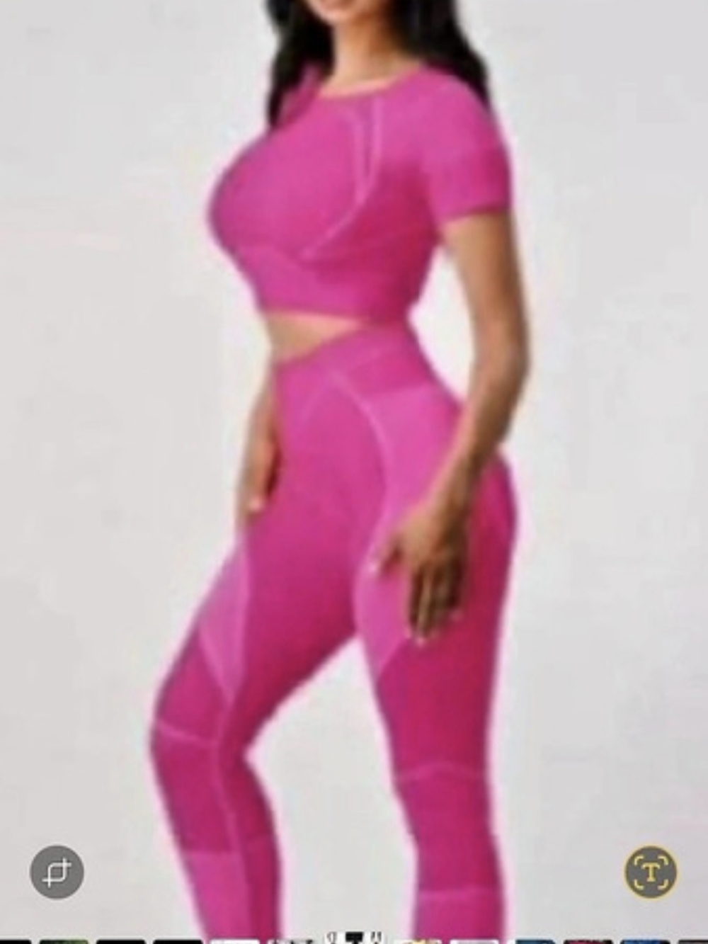 Gymshark Interval Seamless Short Sleeve Crop Top and Leggings Set Pink Athletic